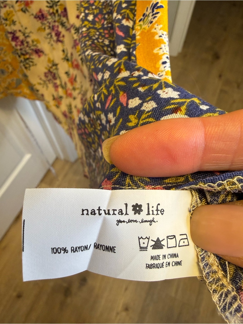 NATURAL LIFE Mixed Floral Patchwork Maxi Skirt - Yellow, Cream, Purple - Picture 7 of 7